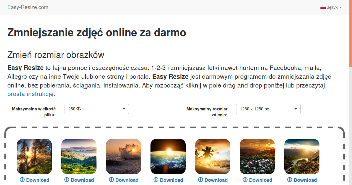 Easy Resize Darmowe Zmniejszanie Zdjec I Obrazkow Online